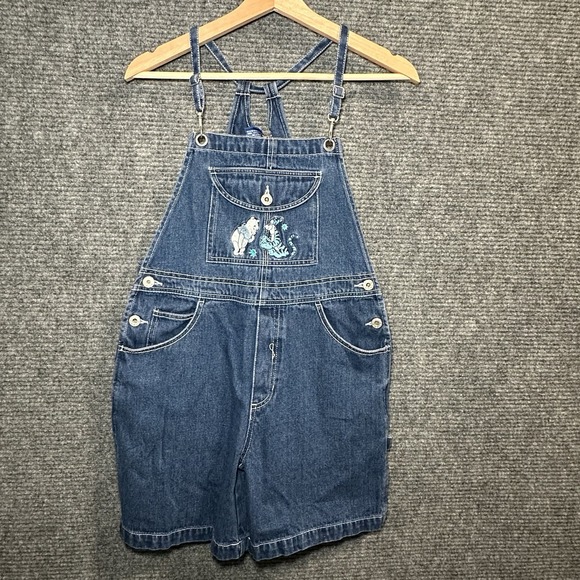 VINTAGE DISNEY WINNIE THE POOH Size 12‎ Girls Denim Overall Short Y2K Nostalgia